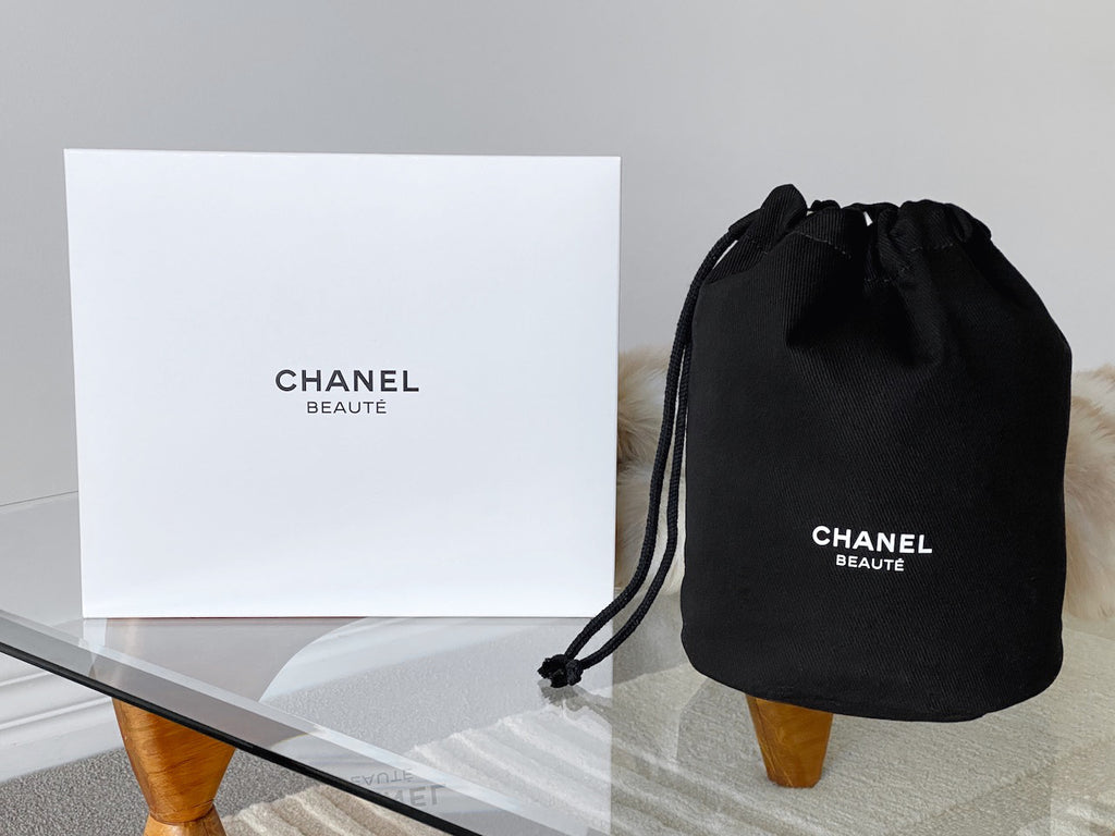 Chanel Black Cotton Large Make-Up Toiletry Drawstring Bucket Pouch | BNIB