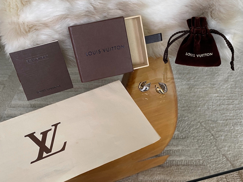 Louis Vuitton Bi-Tone Malletage Nanogram Reversible Earrings