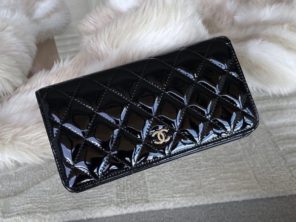 Chanel Black Patent Classic Long Wallet Clutch