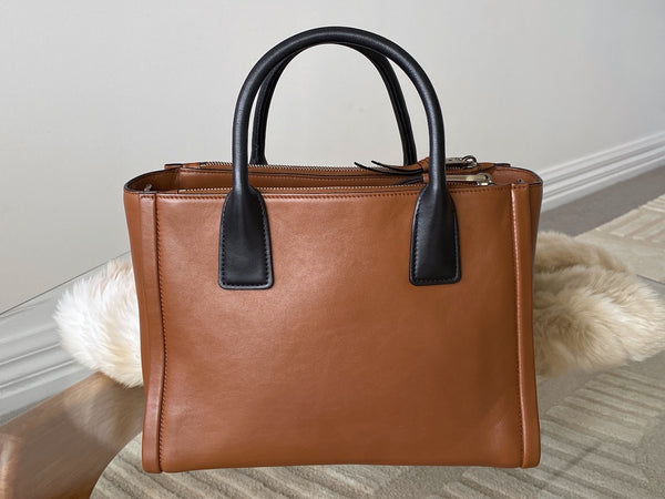 Prada Light Cognac Calfskin Studded Concept Bag