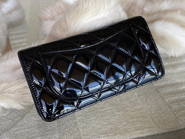 Chanel Black Patent Classic Long Wallet Clutch