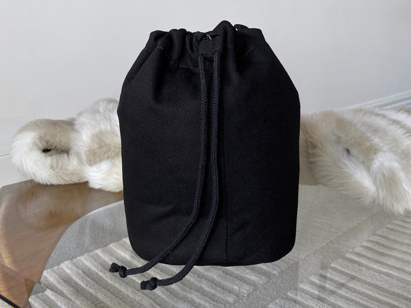 Chanel Black Cotton Large Make-Up Toiletry Drawstring Bucket Pouch | BNIB