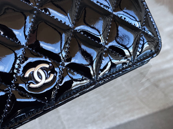 Chanel Black Patent Classic Long Wallet Clutch