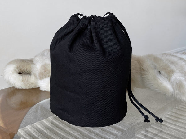 Chanel Black Cotton Large Make-Up Toiletry Drawstring Bucket Pouch | BNIB