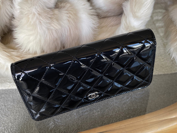 Chanel Black Patent Classic Long Wallet Clutch