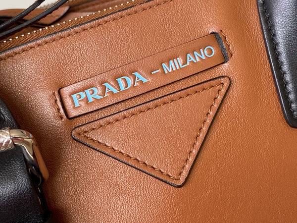 Prada Light Cognac Calfskin Studded Concept Bag
