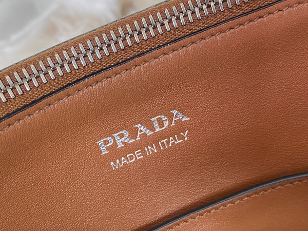 Prada Light Cognac Calfskin Studded Concept Bag