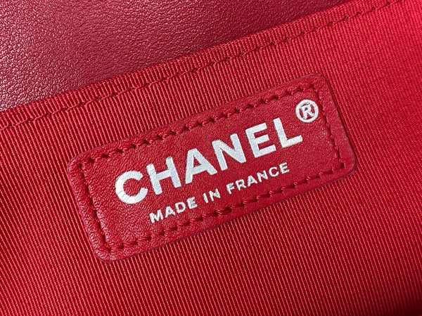 Chanel Red & Black Lambskin Medium Boy Bag