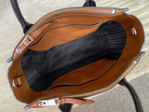 Prada Light Cognac Calfskin Studded Concept Bag