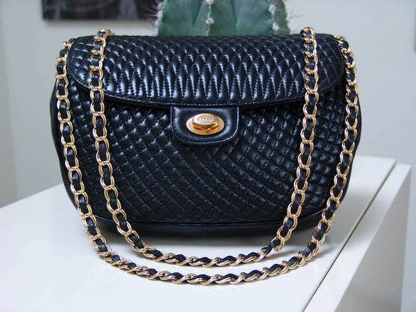 Bally Quilted Italian Nappa Chain Flap