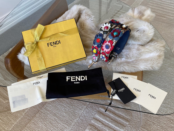 Fendi Elaphe & Vitello Dolce Nappa Studded Flowerland Strap You
