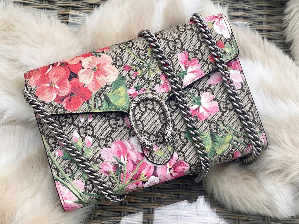 Gucci Dionysus Chain Wallet Blooms Print GG Coated Canvas Small at