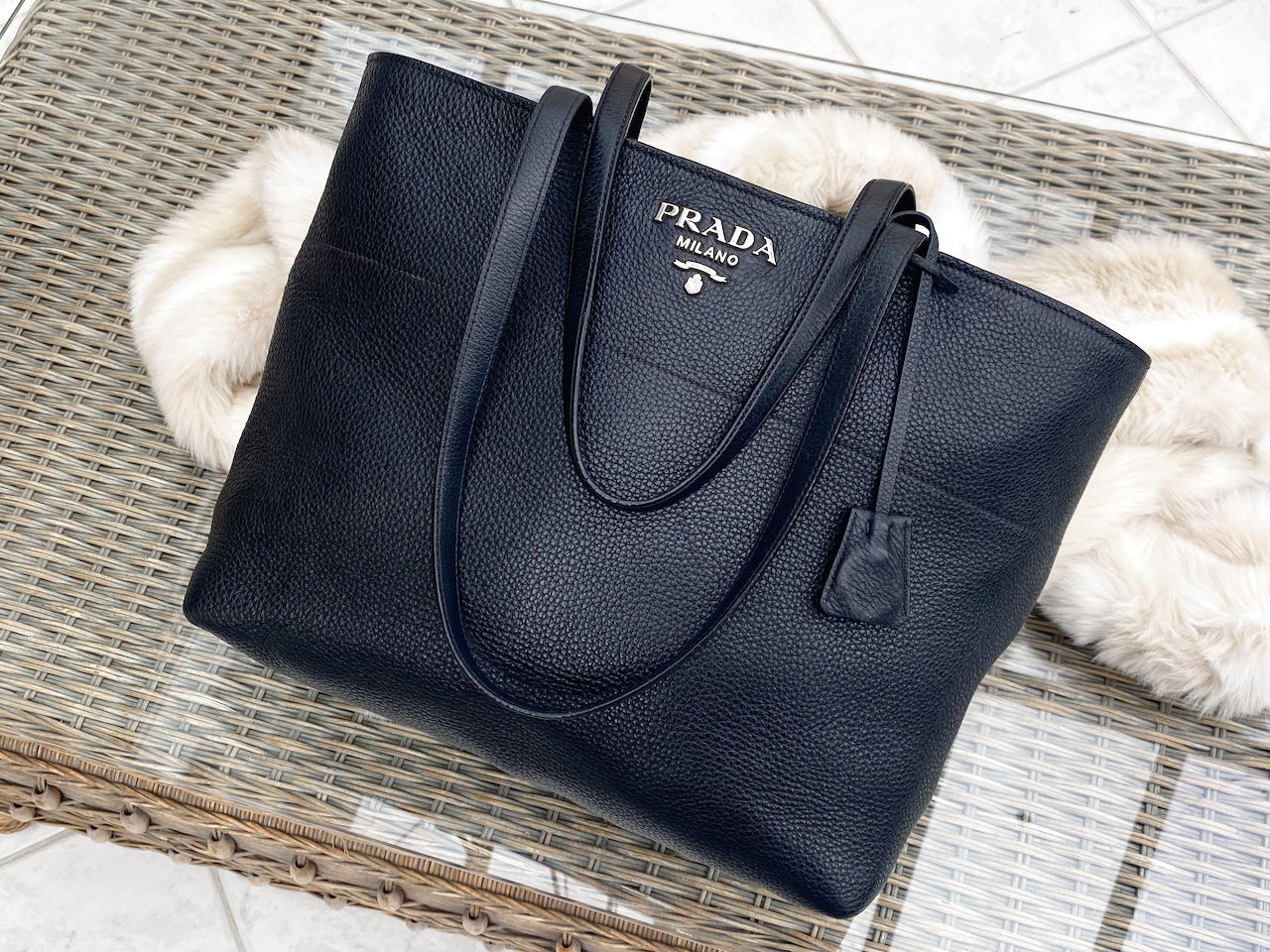 【あんしん鑑定済み】PRADA VITTERO MOVE TR / NERO プラダ ショルダーバッグ レディース TESSUTO SPAZZOLATO