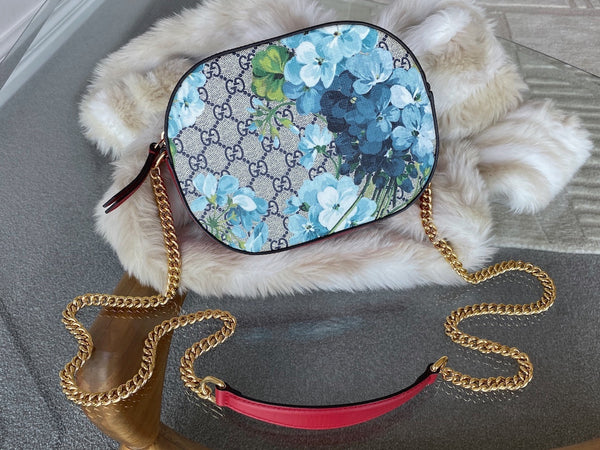 Gucci L.E. Blooms GG Supreme Mini Chain Shoulder Bag | New