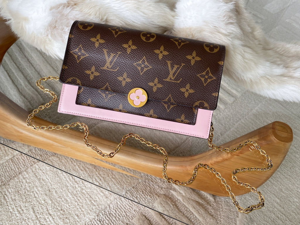 Louis Vuitton Monogram Rose Ballerine Flore Chain Wallet