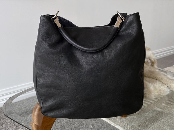 Yves Saint Laurent Black Sheepskin Roady Hobo