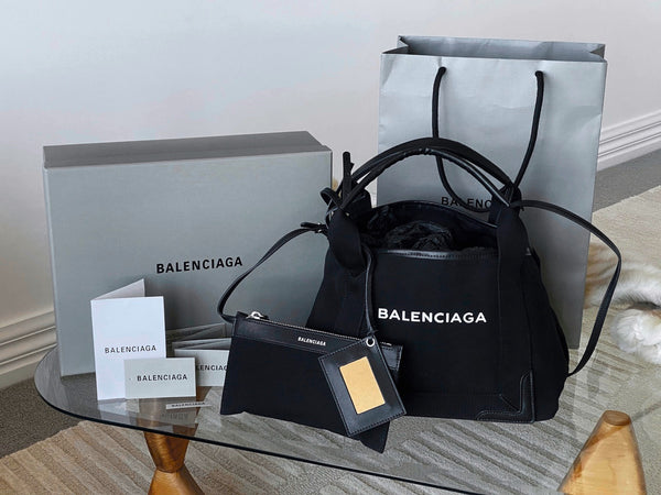 Balenciaga Black Canvas Small Cabas S Tote