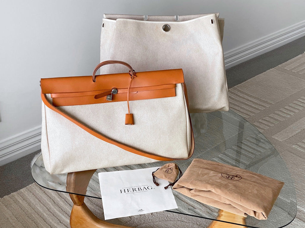 Hermès Toile Naturel & Vache Hunter Herbag Cabine 50