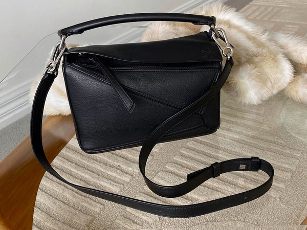 Loewe Black Grained Calfskin Small Classic Puzzle Bag
