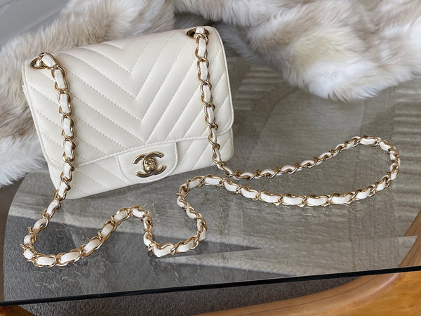 Chanel Ivory Lambskin Mini Classic Flap Bag