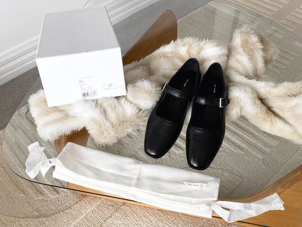 The Row Black Satin Nappa Leather Ava Mary Jane | Sz38