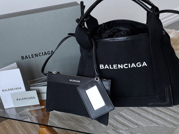 Balenciaga Black Canvas Small Cabas S Tote