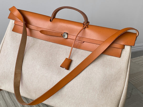 Hermès Toile Naturel & Vache Hunter Herbag Cabine 50