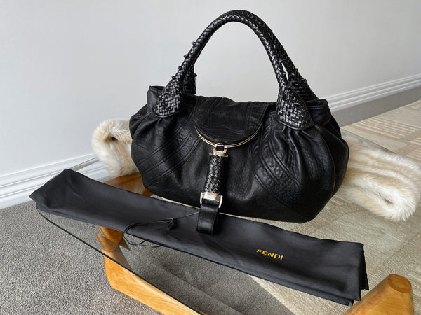 Fendi Black Drummed Nappa Leather Spy Bag