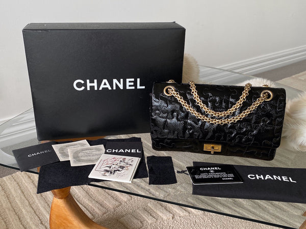 Chanel LE Black Patent Puzzle 2.55 Reissue 225 Double Flap AGHW