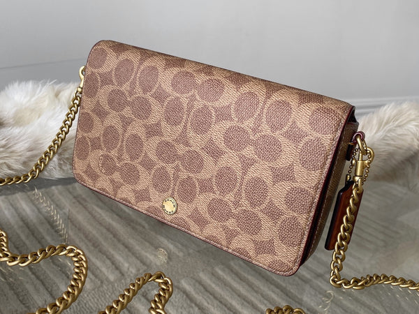 Coach Brass/Tan Caramel Signature Canvas Mila Crossbody | BNIB