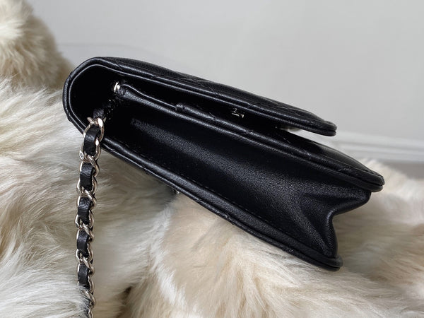 Chanel Black Lambskin Classic Wallet on Chain