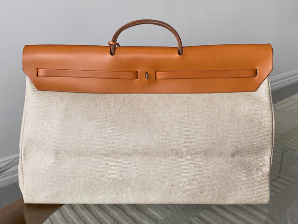 Hermès Toile Naturel & Vache Hunter Herbag Cabine 50