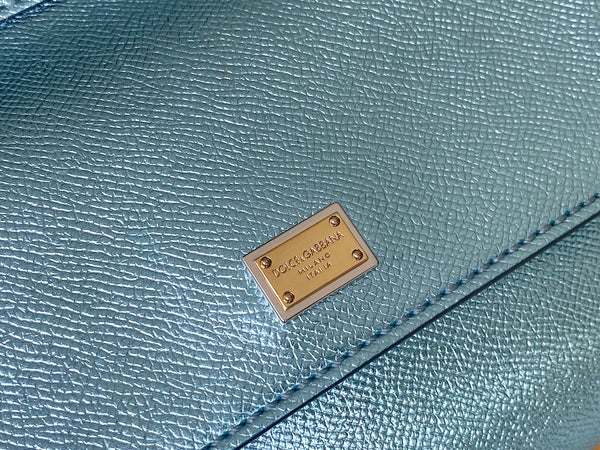 Dolce&Gabbana Metallic Blue Dauphine Small Miss Sicily