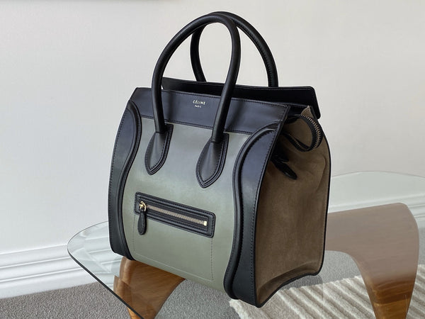 Céline Calfskin & Suede Tricolour Mini Luggage Tote