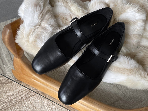 The Row Black Satin Nappa Leather Ava Mary Jane | Sz38