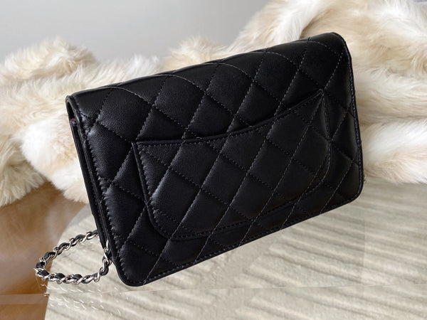 Chanel Black Lambskin Classic Wallet on Chain