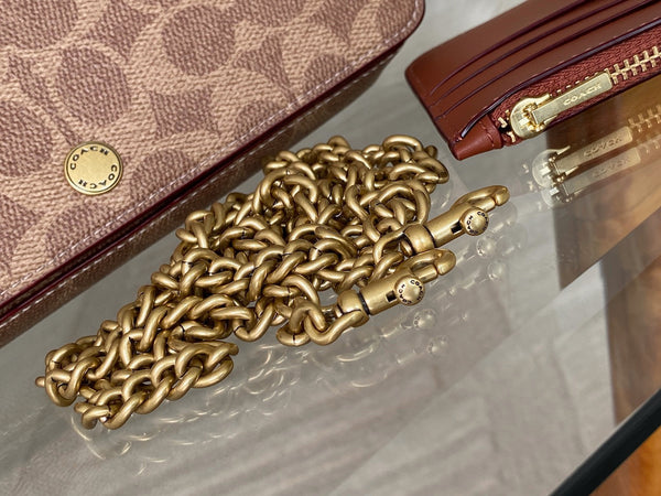 Coach Brass/Tan Caramel Signature Canvas Mila Crossbody | BNIB