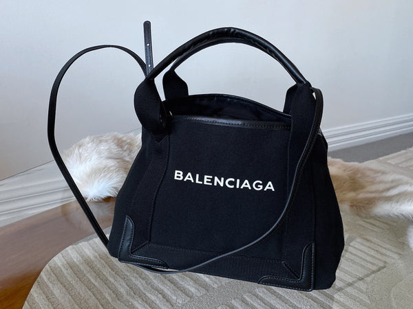 Balenciaga Black Canvas Small Cabas S Tote