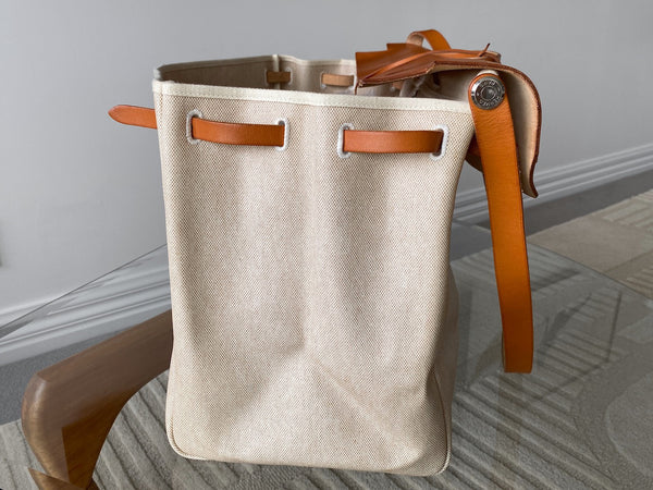 Hermès Toile Naturel & Vache Hunter Herbag Cabine 50