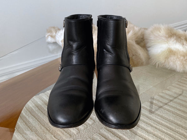 Dior Black Calfskin & Cannage Lambskin Low City Boots | Sz38.5