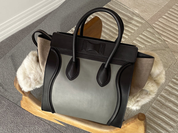 Céline Calfskin & Suede Tricolour Mini Luggage Tote