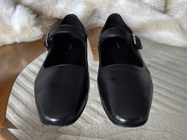 The Row Black Satin Nappa Leather Ava Mary Jane | Sz38