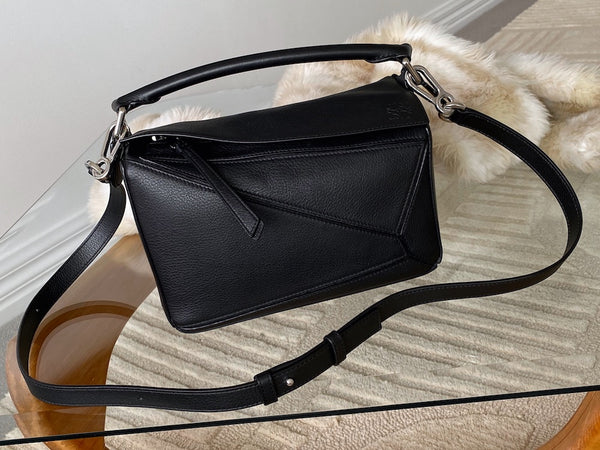 Loewe Black Grained Calfskin Small Classic Puzzle Bag