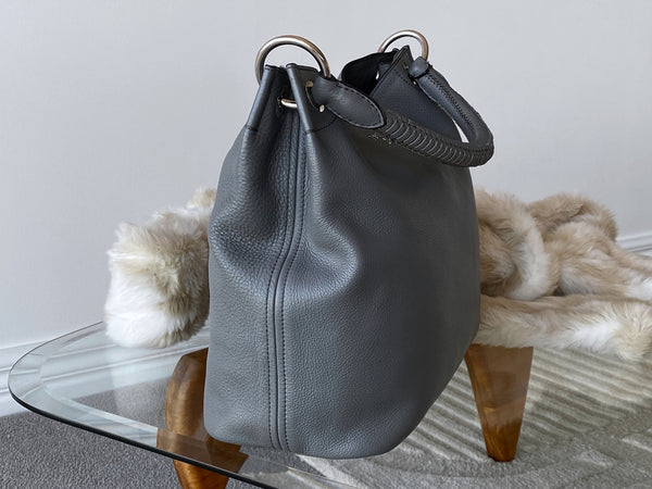 Prada Grey Vitello Daino Hobo