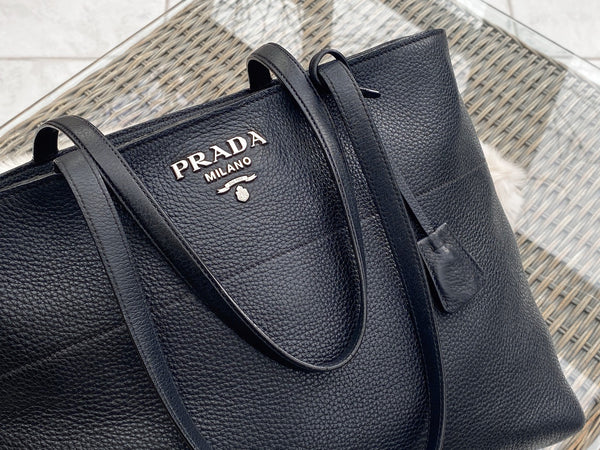 Prada Nero Vitello Phenix Shopper Tote