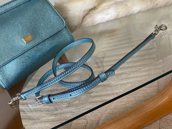 Dolce&Gabbana Metallic Blue Dauphine Small Miss Sicily
