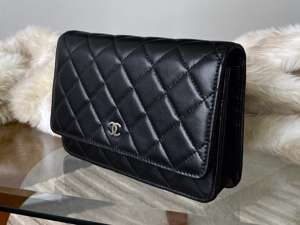Chanel Black Lambskin Classic Wallet on Chain