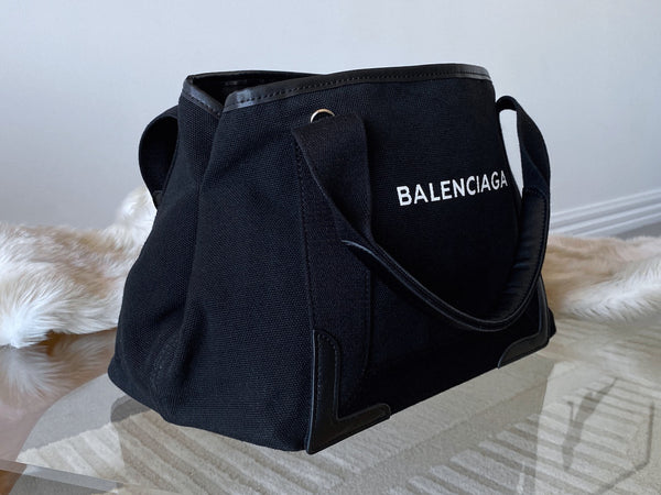 Balenciaga Black Canvas Small Cabas S Tote