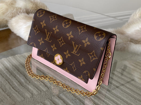 Louis Vuitton Monogram Rose Ballerine Flore Chain Wallet