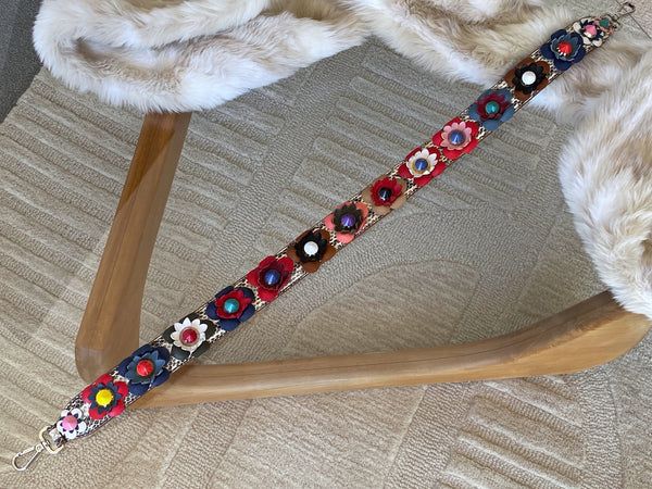 Fendi Elaphe & Vitello Dolce Nappa Studded Flowerland Strap You